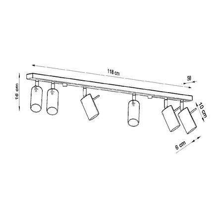 Anbauleuchte RING 6L 6xGU10 Reflektor Halogen Moving Strip Minimalist Schwarz SOLLUX