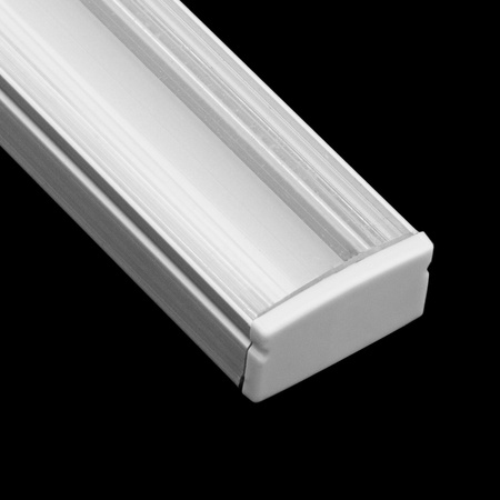 Aluminium LED-Profil KM36 mit Klarglasabdeckung und Endkappen, 2m Silber LUMILED