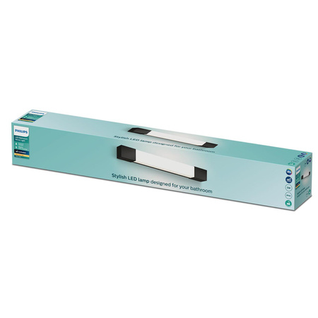 LED Spiegelbeleuchtung 5W 730lm 2700K 44cm IP44 Schwarz Rover Philips