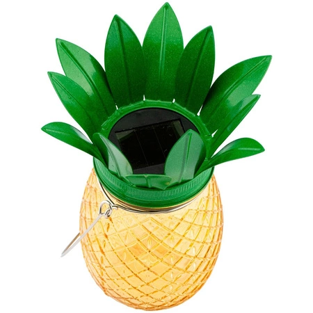 Gartenlampe LED Solar Laterne Hanging Jar ANANAS Glas 3000K