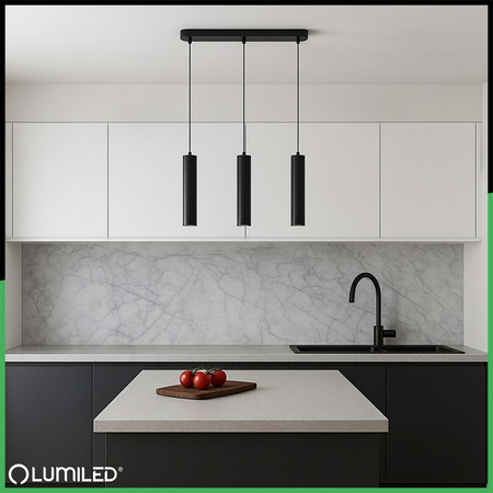 Hängelampe 29cm Reflektor 3x GU10 LED SOPLO Schwarz LUMILED