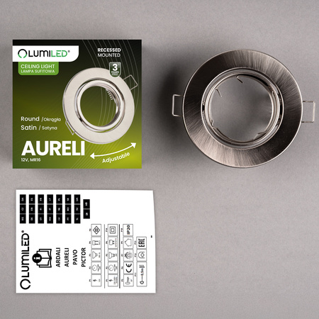 Einbaustrahler GU10, MR16 Einbauspot HALOGEN Runde beweglich Satin Blech AURELI LUMILED