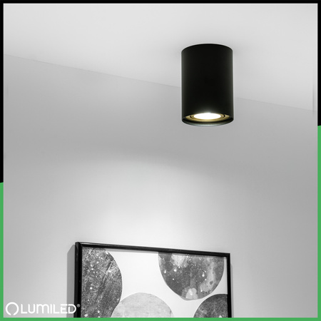 Aufputz HALOGEN Spot Tuba Beweglich AMAT-L GU10 Rund Schwarz-Gold 115mm LUMILED