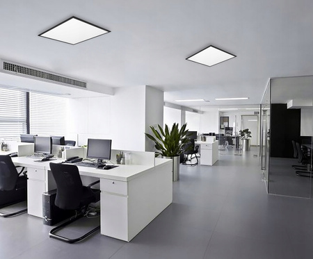 LED-Panel-Deckenleuchte 40W 3200lm 4000K Neutral abgependelt Quadrat Schwarz Lumio Masterled