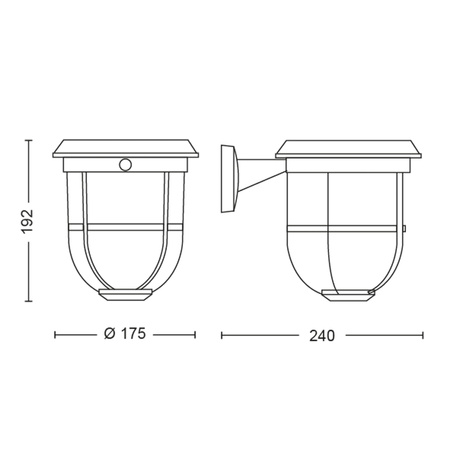 Gartenleuchte LED Solar-Wandleuchte RADII 1.3W 4000K IP44 Bewegungsmelder Dämmerungssensor PHILIPS