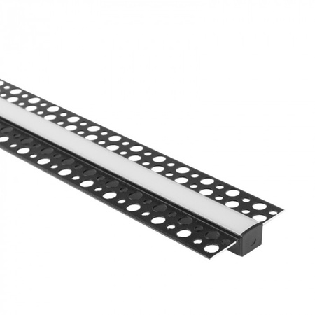 LED-Profil aus Aluminium für Gipskarton REGIPS Unterputz Schwarz 1m mit mattiertem Diffusor für LED-Streifen + Kappen Ecolight GP Serie