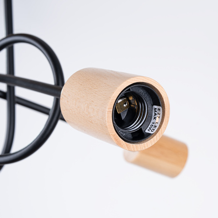 Deckenleuchte Kronleuchter Spider Pendelleuchte 3x E27 Naturholz Schwarz Glut Pfirsich Puff SL.1477 Sollux