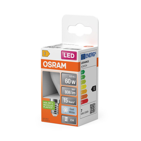 LED-Lampe P45 Ball E14 6.5W = 60W 806lm 4000K Neutral 150° STAR CLASSIC Osram