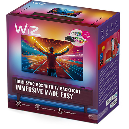 Smart RGBIC LED-Streifen für 75"-85" Monitor TV mit HDMI Sync Box Wi-Fi WiZ