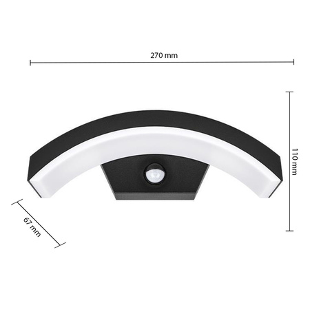 Gartenwandleuchte Elevation LED-Wandleuchte 9W mit Bewegungs- und Dämmerungssensor Schwarz BELLA