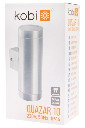 Gartenfassadenleuchte oben und unten LED QUAZAR 10 GU10 IP44 KOBI ALUMINIUM CHROM