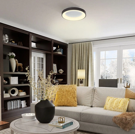 Plafond LED-Deckenleuchte Aufbauleuchte 72W 7500lm 2700-6000K CCT + RGB Schwarz Dimmbar + EDGE Fernbedienung Videx