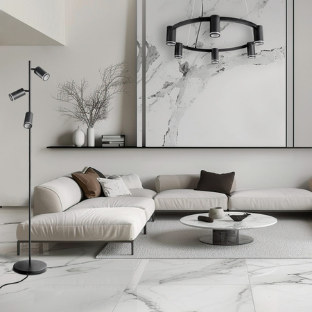 Stehleuchte 3x GU10 PARIS Schwarz Sanico Goldlux