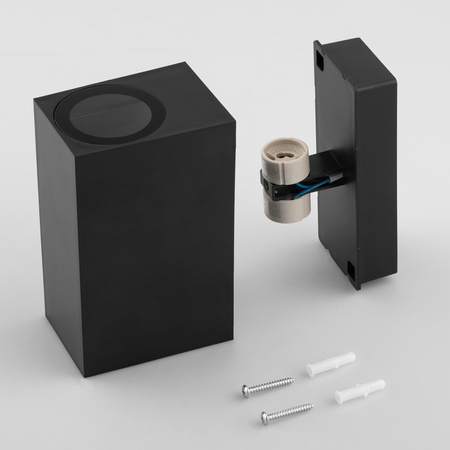 Wandleuchte Außen 2x GU10, Garten-Wandleuchte Schwarz Quadratisch ALLIUM LUMILED