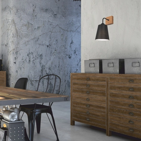 Wandleuchte LULA E27 Schwarz Eiche KM-1.200 Lamkur