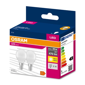 2x LED Lampe E14 P45 4,9W = 40W 470lm 2700K Wärme 200° OSRAM VALUE