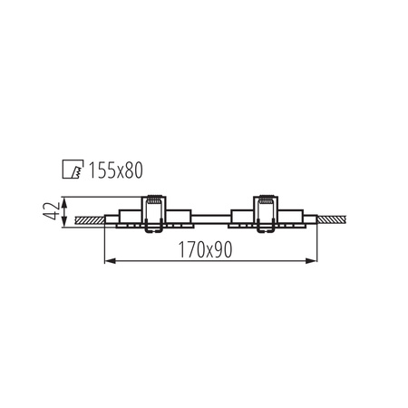 SEIDY Deckeneinbauleuchte 2x GU5.3 12AC/DC Schwarz Quadratisch Beweglich KANLUX