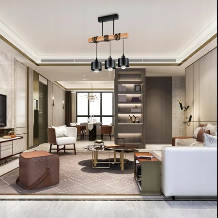 Masterled Deckenleuchte 3x E27 Schwarz Braun Elza Pendelleuchte