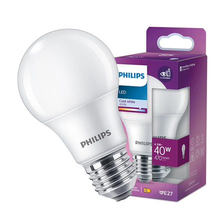 LED Lampen E27 A60 4.2W = 40W 470lm 4000K Neutralweiß PHILIPS