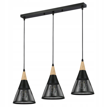 Masterled Deckenleuchte 3x E27 Schwarz Braun Hira Pendelleuchte