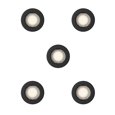 5x LED GU10 Unterputzmontage Aluminium Rund Schwarz Peridot Philips