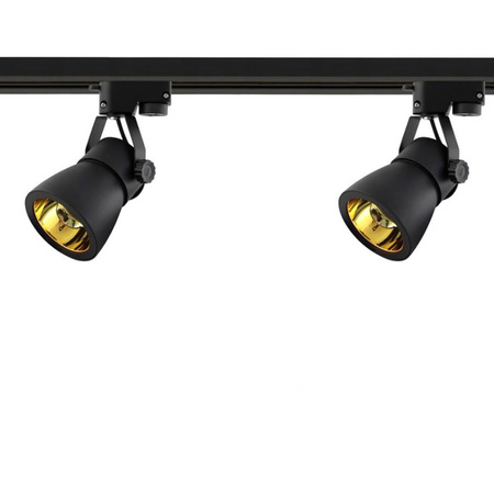 Beleuchtung Stromschienenset 1m + 2x LED Stromschienenstrahler GU10 Lampe Schwarz und Gold