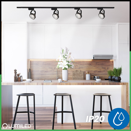 2m Stromschiene + 4x Schienenstrahler GU10 AR111 Schwarz VICTUS LUMILED