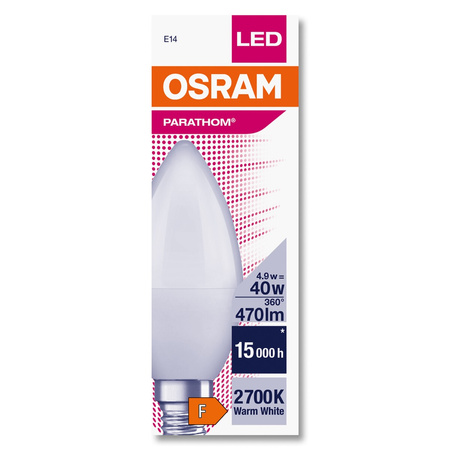 LED Lampe E14 B35 4.9W = 40W 470lm 2700K Warm 300° OSRAM Parathom