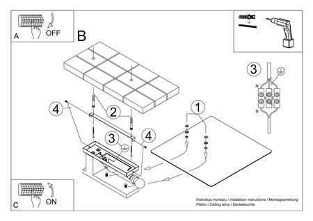 LED-Deckenleuchte Deckenaufbauleuchten LAPPO 2xE27 Quadratische Leuchte Wenge SOLLUX