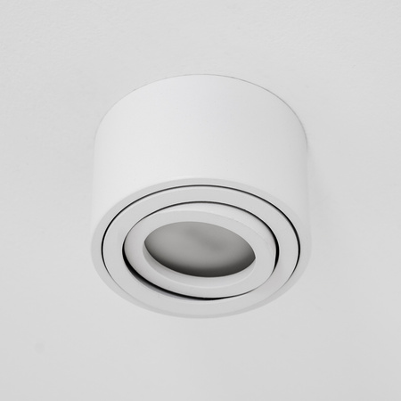 Halogen-Aufbauleuchte, Aufbauspot 50mm Runde Tube Weiß AMAT-S+LED-Einsatz 7W 4000K LUMILED