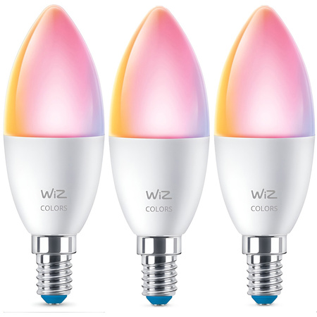 3x LED-Lampe E14 C37 4.9W = 40W 2200-6500K + RGB SMART WiFi WiZ