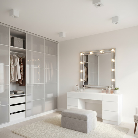 Halogen-Aufbauleuchte GU10, Aufbauspot 115mm beweglich Quadrat Weiß AMAT-L LUMILED