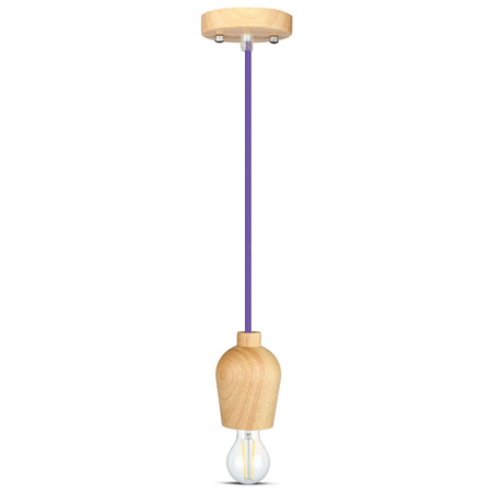 Hängeleuchte E27 Holzschirm mit lila Kabel VT-7778 V-TAC