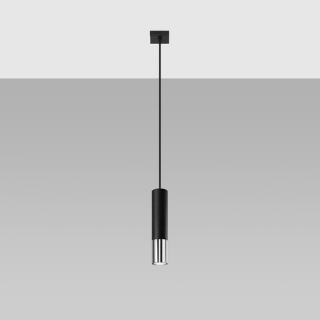 LOOPEZ 1 GU10 Hängende Deckenleuchte Elegant Schwarz Chrom SOLLUX