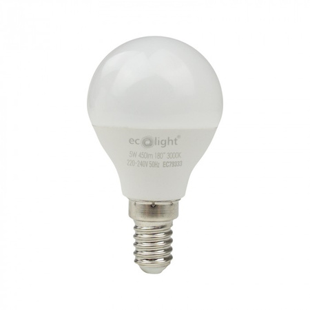 LED-Glühbirne Ball P45 E14 5W 450lm 3000K Warm Ecolight