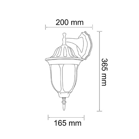 GARTEN Wandleuchte FLORENCE unten 1xE27 GOLDLUX (Polux) Alum. PATINA