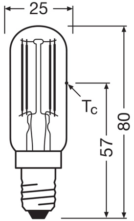 LED-Glühbirne T25 E14 5.9W = 60W 806lm 2700K Warm 300° Glühfaden Leistungsklasse Ledvance