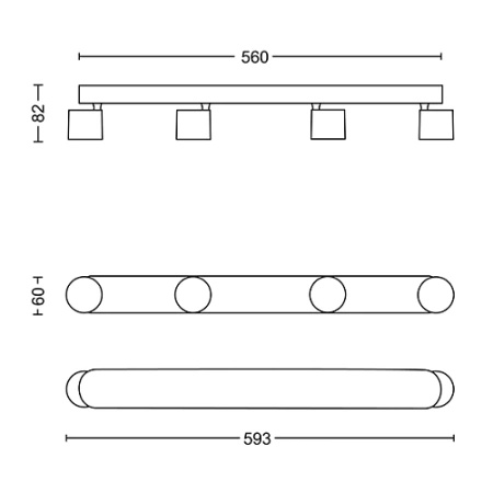 LED STAR Deckenleuchte 4x 4.5W 2700K Dimmbarer Reflektor Bewegliche Leuchte Schwarz PHILIPS