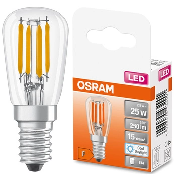 LED Leuchtmittel E14 T26 2,8W = 25W 250lm 6500K Kalt 320° OSRAM STAR Filament