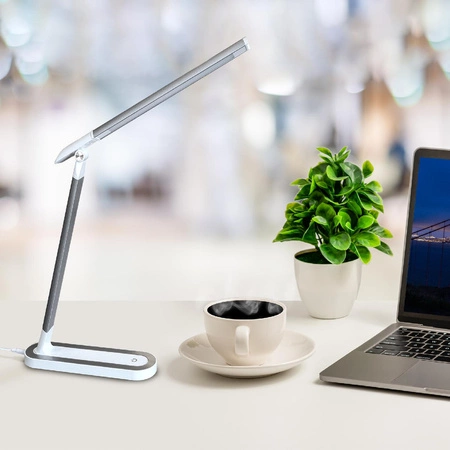 LED Tischlampe 7W 400lm 4000lm Neutral 120° Weiß Silber Dimmbar Madera Sanico Goldlux