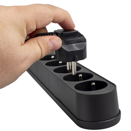 Verlängerungskabel mit Überspannungsschutz 5M 5GN Schwarz Steckdosenleiste + Schalter