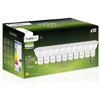 Set mit 10x LED-Glühbirne GU10 6W = 50W 580lm 4000lm Neutral Verstellbar 24° 36° 60° LUMILED