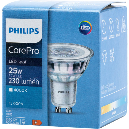 GU10 LED Leuchtmittel 2,7W = 25W 230LM 4000K Neutral 36° PHILIPS