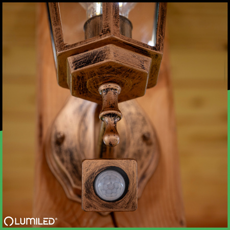 Wandleuchte Außen E27, Hängende Gartenlaterne mit Bewegungsmelder BELLIS LUMILED