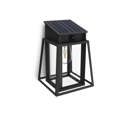 Garten-Wandleuchte Solar LED-Fassadenleuchte 3.2W 470lm 4000K IP44 mit Bewegungs- und Dämmerungssensor Schwarz Lysin Ultra Efficient Philips