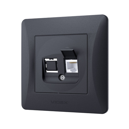 Einzelne RJ45 Unterputz-Computersteckdose schwarz BINERA VIDEX