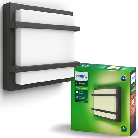 PETRONIA 3.8W 2700K IP44 Anthrazit PHILIPS Garten LED Wandlampe