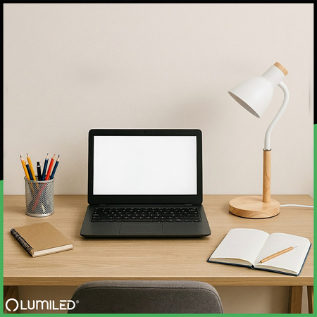Schreibtischlampe Schule Zeichentisch Dekorativ E27 NIKO Weiß Lumiled