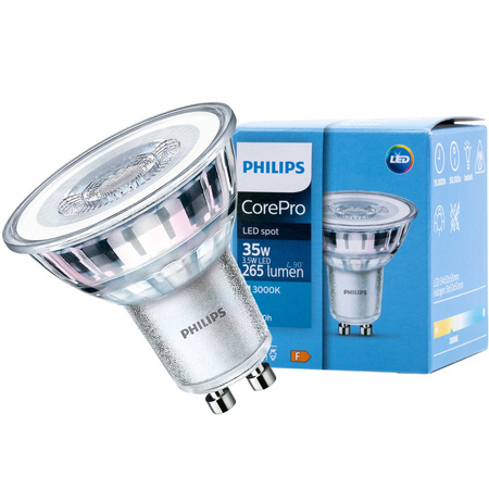 LED Leuchtmittel GU10 3,5W = 35W 255lm 3000K Warm 36° PHILIPS