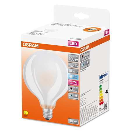 LED-Lampe G95 Sphere E27 11W = 100W 1521lm 4000K Neutral CRI90 300° Filament Dimmbar SUPERSTAR PLUS CLASSIC Osram